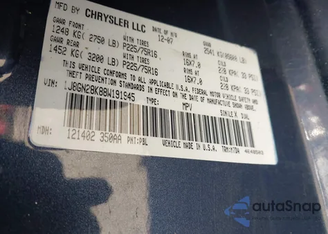 2008 Jeep Liberty Sport from USA, damaged, VIN 1J8GN28K88W191945